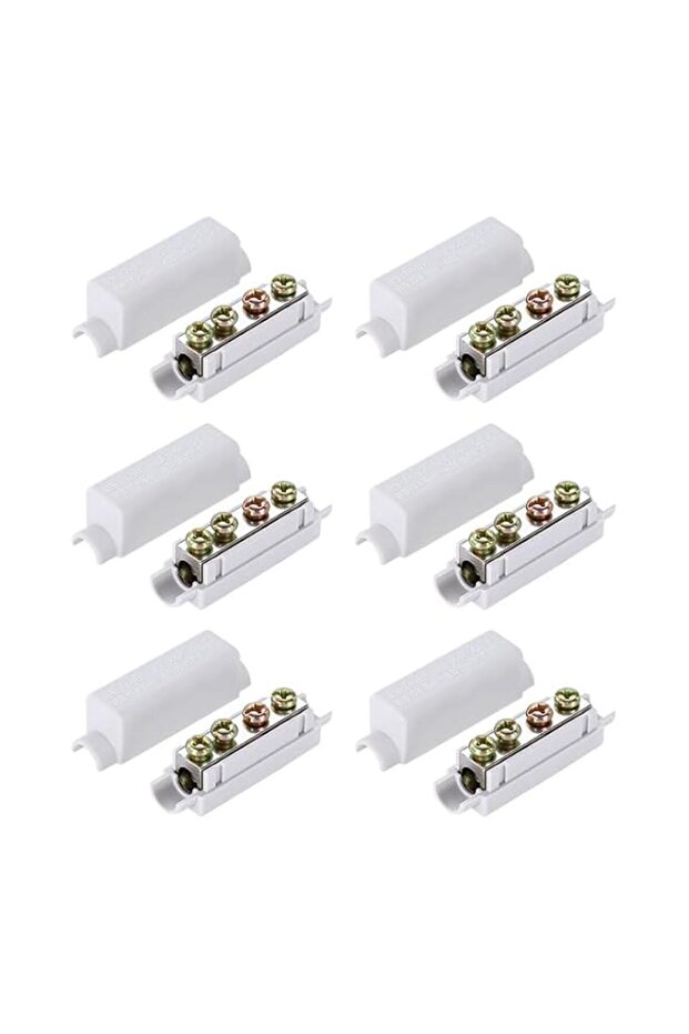6 PCS Cable Connector Block, 1000V 100A Brass Terminal Block with Double Screws and Flame Retardant