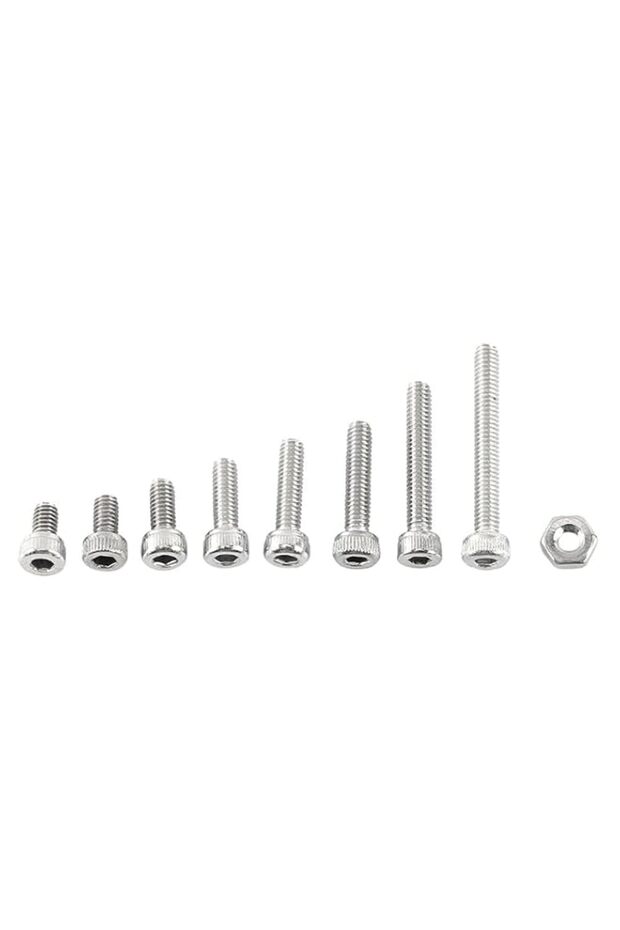 Walfront 300pcs M2.5 Stainless Steel Hex Socket Screws With Hex Nuts Assortment Full Thread(A: head