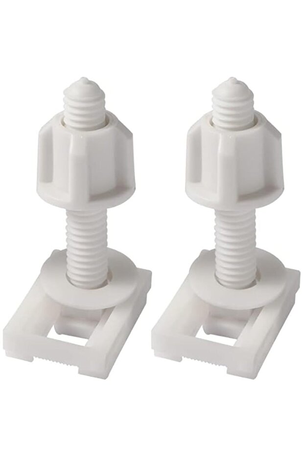 8Pcs Universal Toilet Seat Screws and Nuts Kit - White Plastic Hinge Bolts with Rubber Washers for