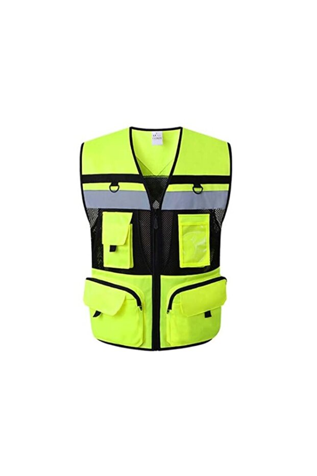 High Visibility Reflective Safety Vest, Zip Pocket Security Waistcoats Mesh Lining Breathable (M)