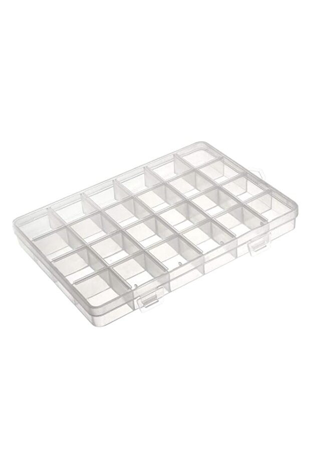 uxcell Component Storage Box - PP Fixed 24 Grids Electronic Component Containers Tool Boxes Clear W