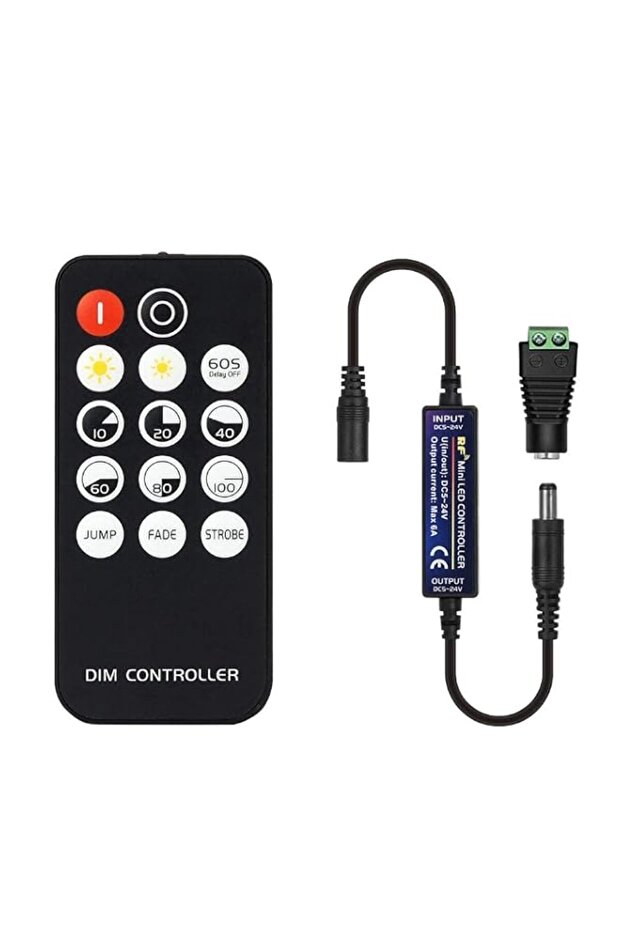 TERRIFI DC 5-24 V Mini RF Dimmer Controller with 14 Keys - Compatible with FCOB 3014, 5630, 5730, 3
