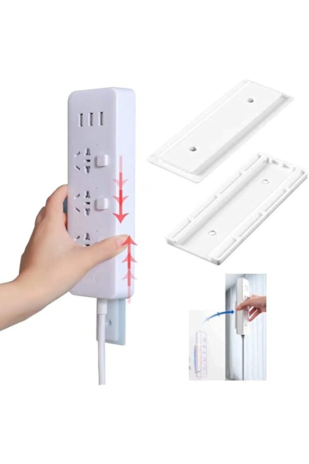 FUNI Self Adhesive Power Strip Fixator, No Hole Plug-in Wall Socket Sticker, Fixer Reusable Adapter