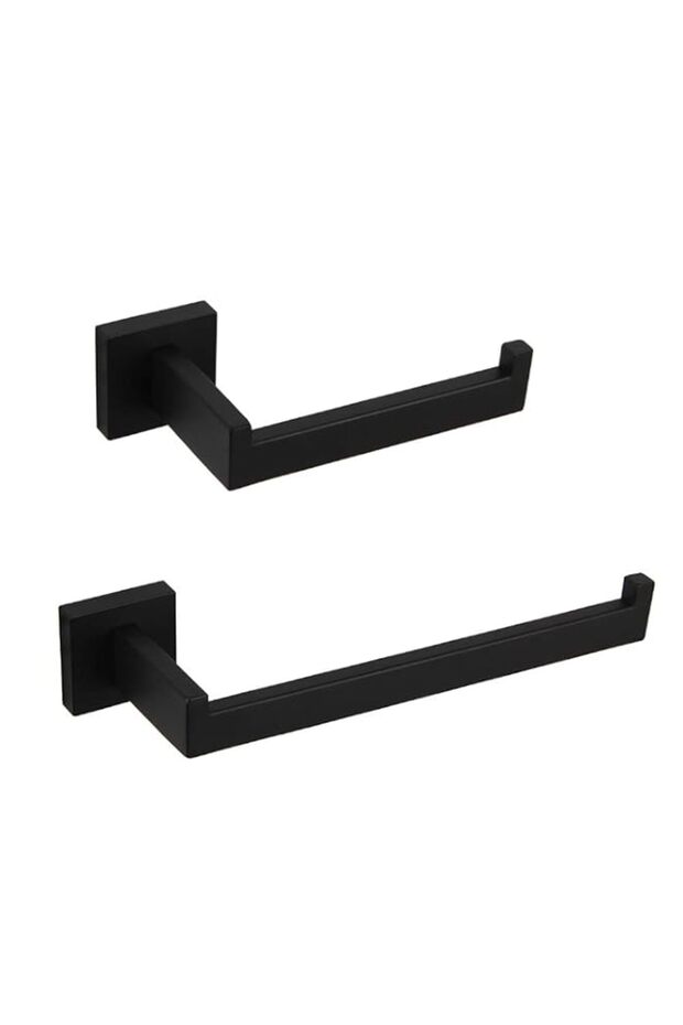 GERZWY Bathroom Hardware Accessories Sets Matte Black SUS304 Stainless Steel Bath Shower Set 2-Piec