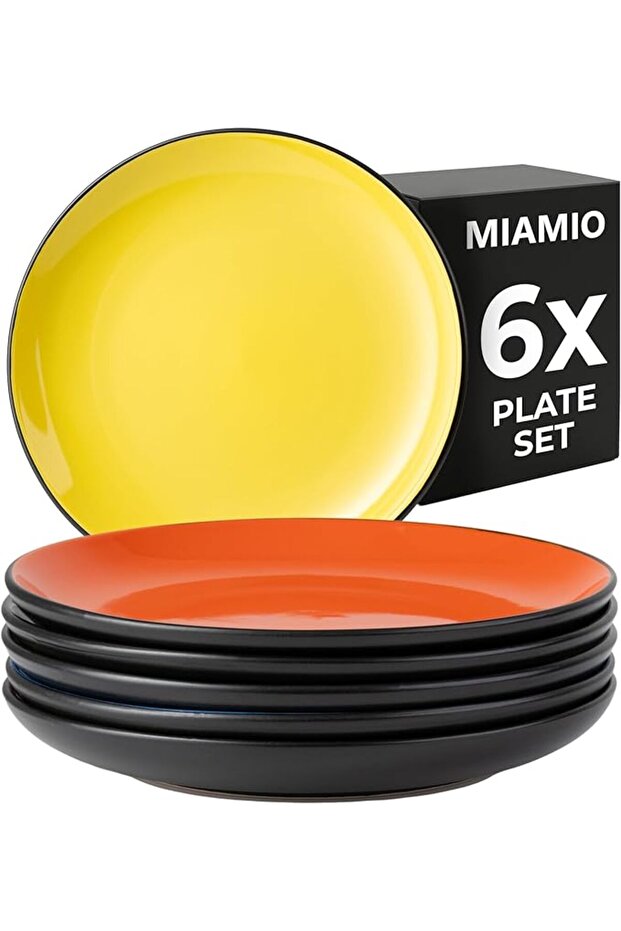طقم أدوات مائدة من السيراميك الحجري من مياميو، مقاس 6 × 20 سم - مجموعة لو بابيلون | Ceramic Plate Se