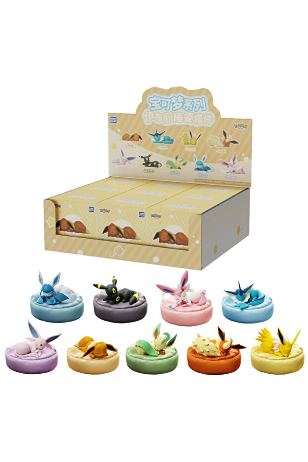 9PCS(Whole Set) Genuine Product Pokémon Sleeping posture model ornament Serie Anime Action Figure Sy