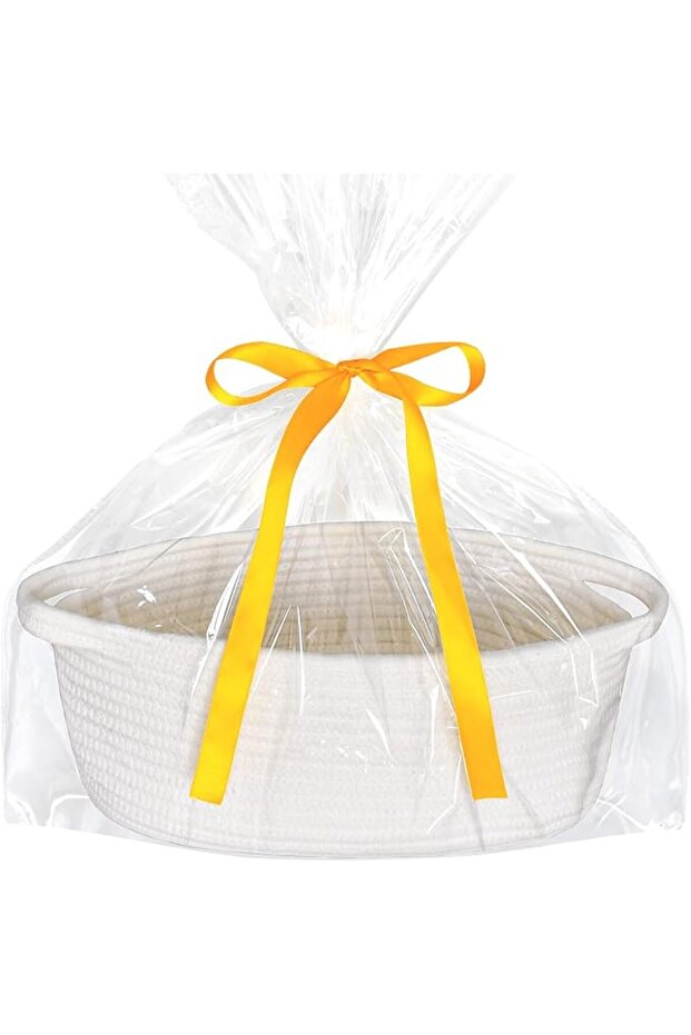 Small Woven Easter Basket with Handle, 12x8x5 inches, Durable Decorative Gift Basket Nursery