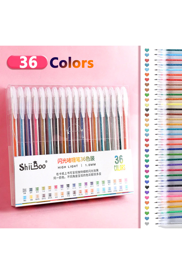36 Color 60 Colors Glitter Gel Pen 1.0mm Metal Glitter Color Ballpoint Pen Paper Cardstock Diary Dra