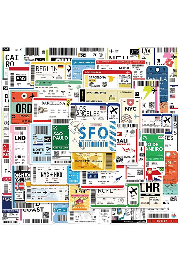 50pcs 50PCS Air Tickets Boarding Pass Stickers Graffiti DIY Travel Luggage Suitcase Phone Guitar Lap