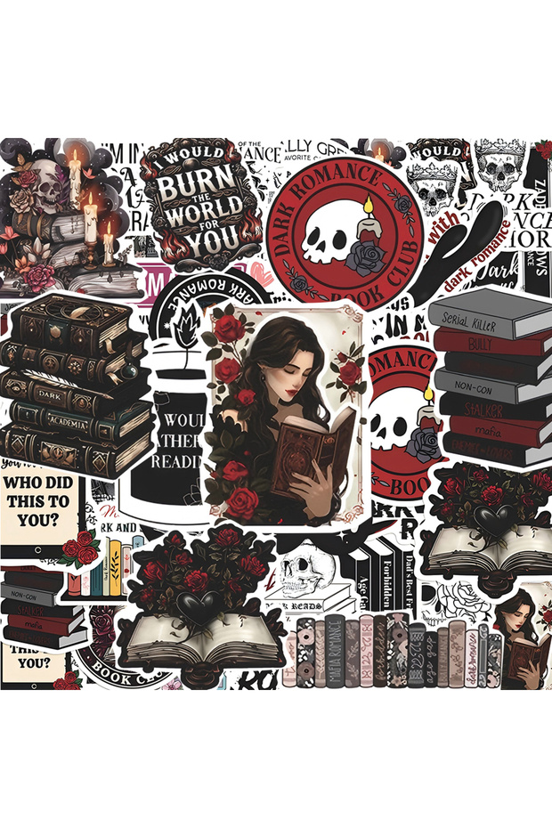 10PCS 10/30/50pcs Cool Dark Romantic Reading Materials Cartoon Stickers Decals Laptop Phone Skateboa