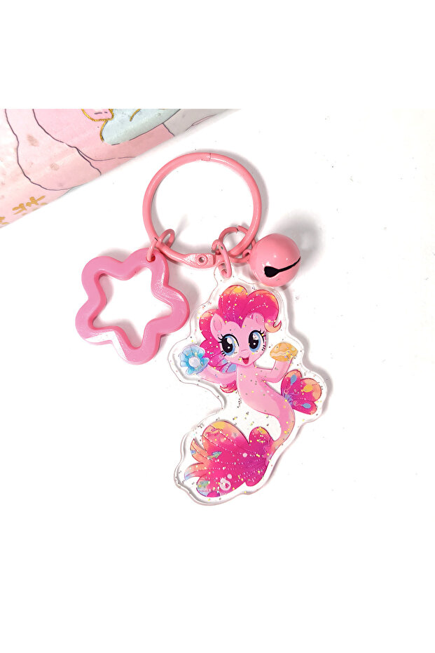 Hasbro 4 pink Cartoon My Little Pony Keychain Kawaii Acrylic Fluttershy Twilight Sparkle Rainbow Das