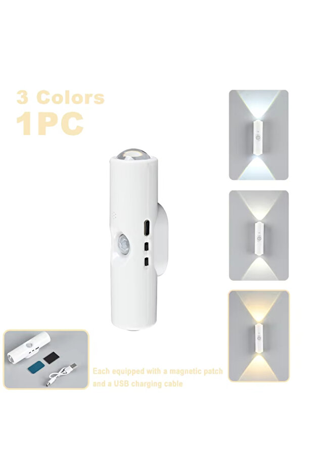 3 color Double-head LED Night Light with Motion Sensor RGB Rechargeable Magnetic Wall Lamp Mood Ambi