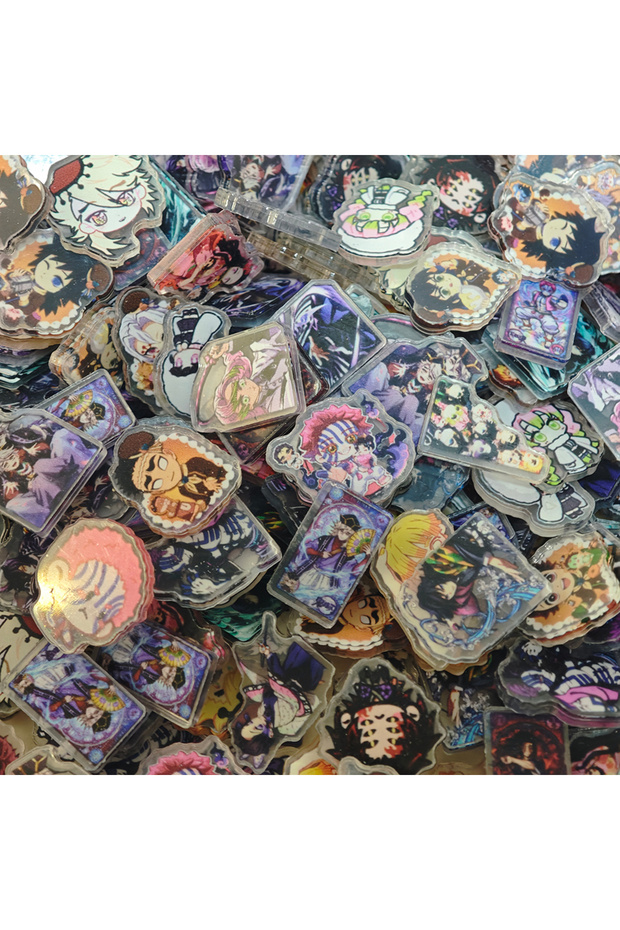 Bandai 50-Demon Slayer-703 50pcs/se Anime Demon Slayer Acrylic Tomioka Giyuu Cartoon Card Eyes Shini