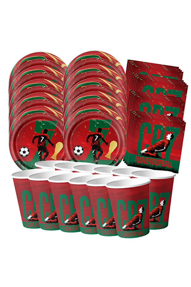 1Pack(60pieces) Tableware-Style-A Football Birthday Tableware CR7 Birthday Decoration Superstar Disp