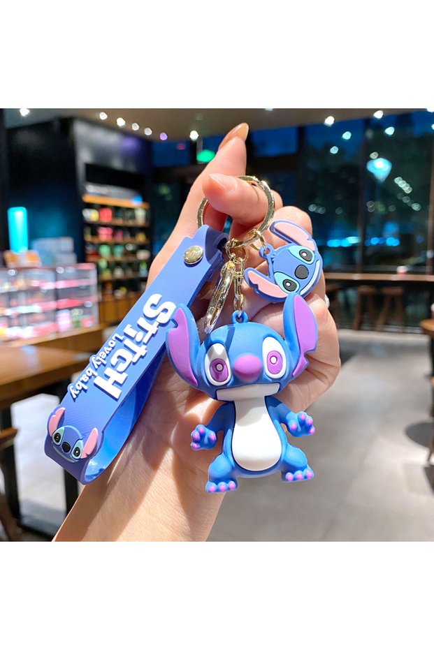 royal purple Stitch Keychain 3d Cartoon Stereo Pvc Doll Car Key Ring Bag Pendant Fashion Creative Ha