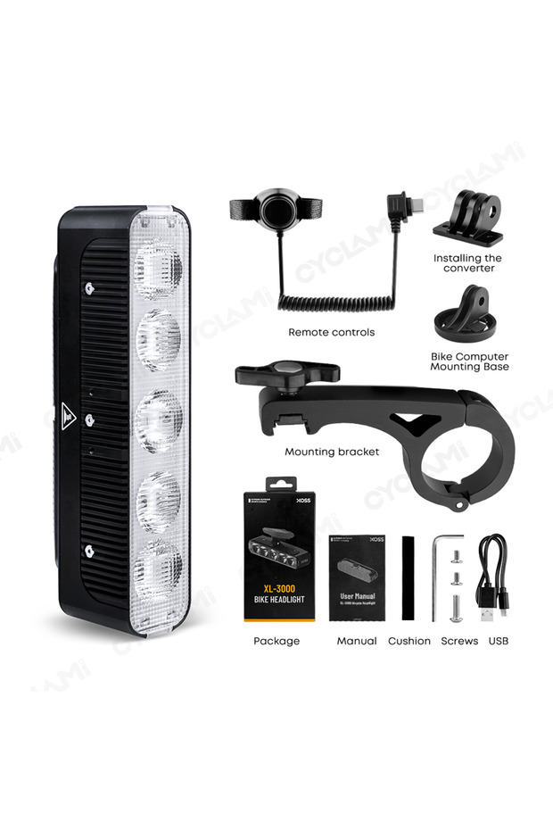 XOSS XOSS XL-3000 XOSS XL3000 Bicycle Headlight Ultra High Brightness Aluminum Alloy XL 3000 Lumens