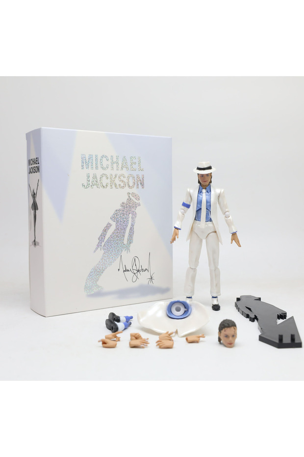 WHITE Michael Jackson Thriller Smooth Criminal Moonwalk Collection Action Figure Movable Toy Movabl
