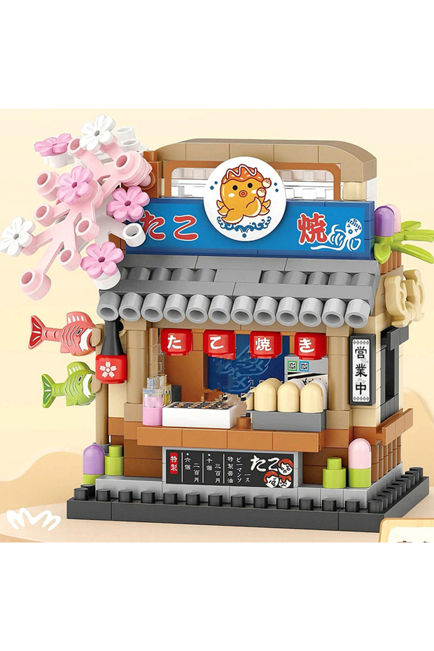 minibricks no Box 320pcs DIY Architecture Restaurant Coffee Shop Ice Cream Car Store Street View Bui