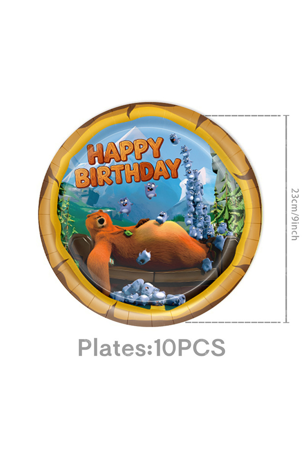 Plates-9inch-10pcs Grizzy and the Lemmings Birthday Decorations Party Favors Stickers Poster Backdro