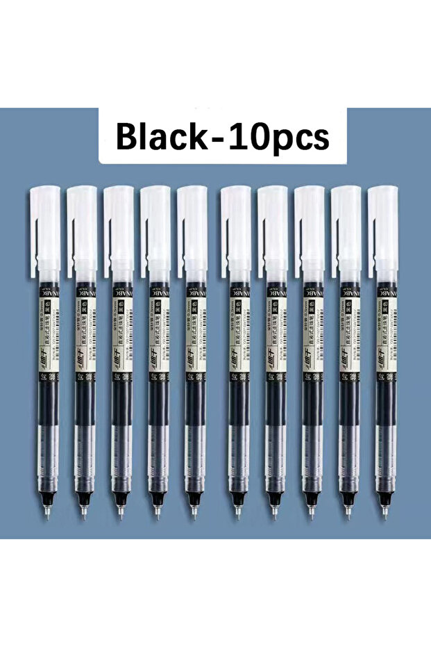 black-10pcs 10Pcs High Quality Needle Type Gel Pens Straight Liquid Ballpoint Pen Kawaii Statio nery