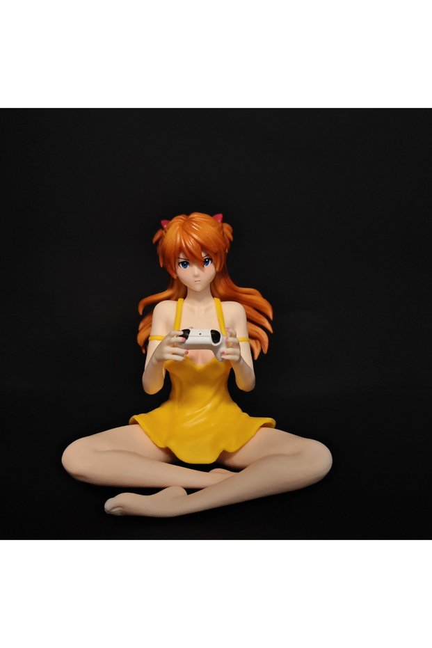 no box Gaming Ver Figure Eva Kawaii Girl Yellow Dress Sitting Pose Anime Action Figurine Collectible