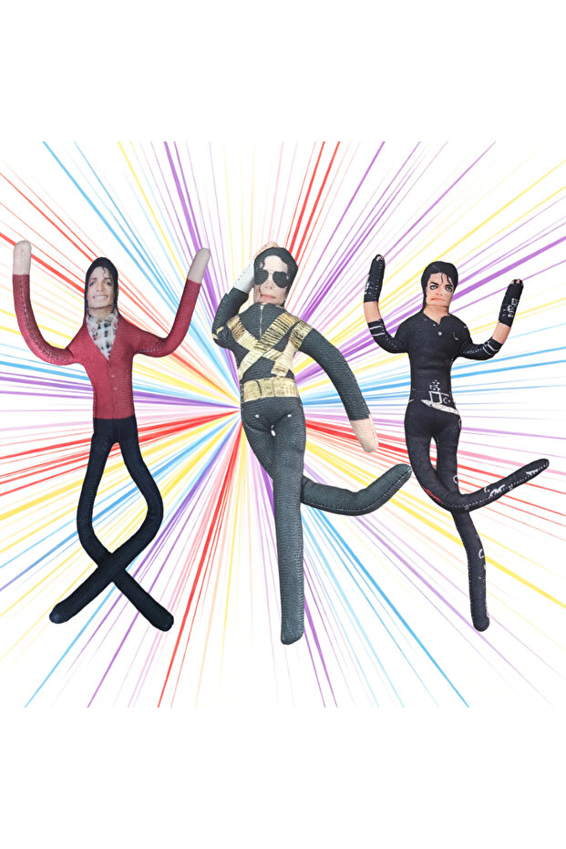 3PCS Michael Jackson Movable Action Figure Plush Doll Cosplay Ornament Collectible Model Toy Home D