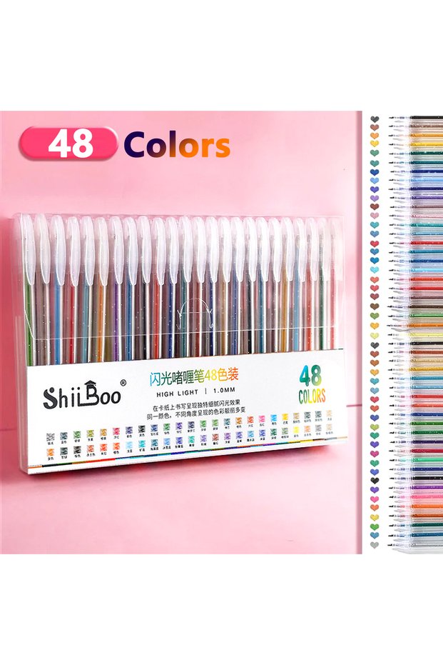 48 Color 60 Colors Glitter Gel Pen 1.0mm Metal Glitter Color Ballpoint Pen Paper Cardstock Diary Dra