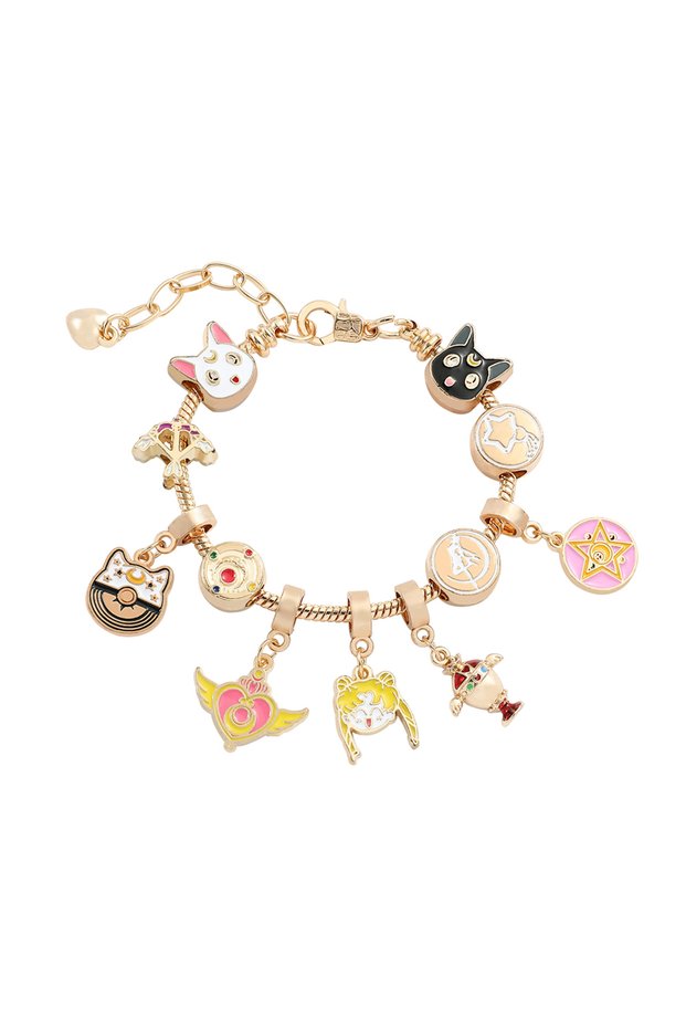 Bandai SL178 Popular Anime Cute Moon Bracelet, Sailor Moon Pendant, Luna Cat Bead Bracelet, Cosplay