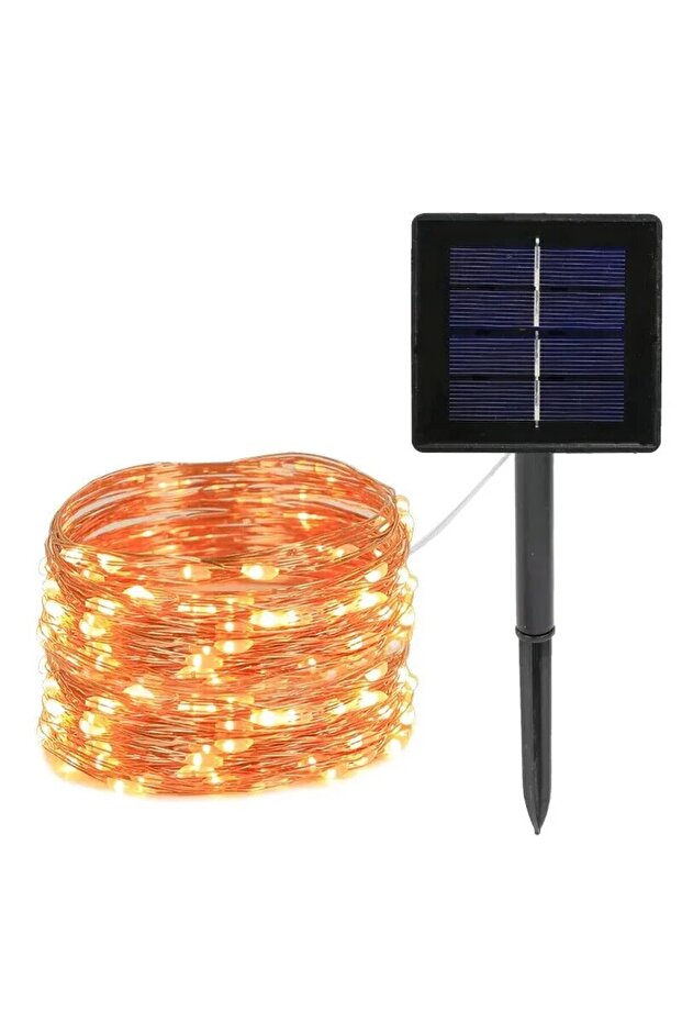 7m Warm White 1 Set Solar Light String - Outdoor Waterproof 8-Mode Copper Wire Fairy Lights for Gard