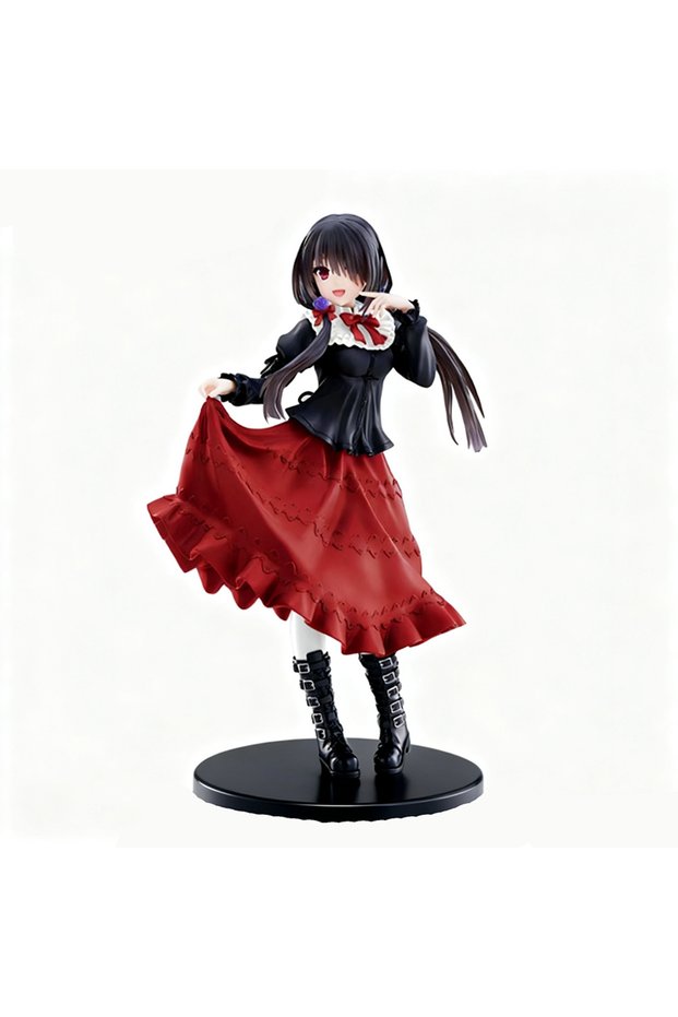 Bandai no box 18CM DATE A LIVE Tokisaki Kurumi Anime Figure Cute Girl Model Toy Black Red Dress Dres
