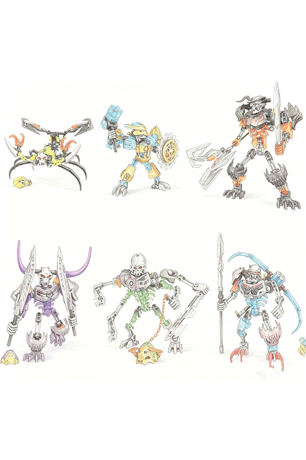 No Box 5Set Mask Maker Bionicle Series Skull Warrior Mask Maker Building Blocks Anime Action Figures