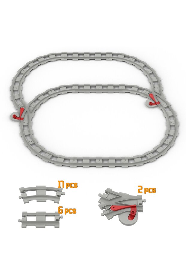 25pcs SET3 Big Building Block Light Gray Railroad Track Compatible Duplo Trains Parts Kit Platform C