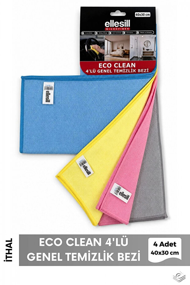 Eco Clean 4-Pack Microfiber General Cleaning Cloth 40X30 cm