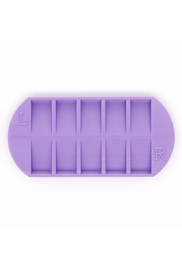 PURPLE 8-Grids Nail Tip Storage Tray with L/R Mark False Nail Display Organizer Reusable Nail Art St