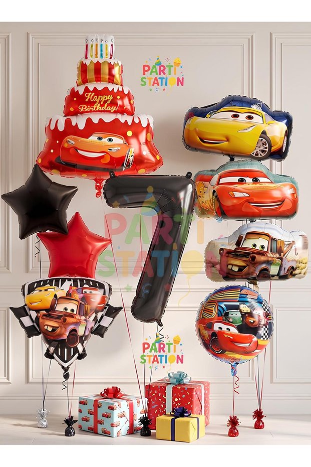 Cars Themed Cars Lightning Mcqueen Concept 7 Year Old Balloon Set 9 Pieces - Large Size Cars Mater Balloon & Cars Cruz Ramirez Balloon Birthday Set