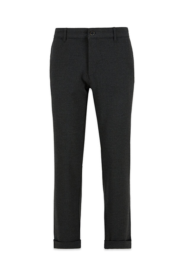 Regular Straight Fit Side Pocket Lycra Stretch Patterned Canvas / Chino Trousers