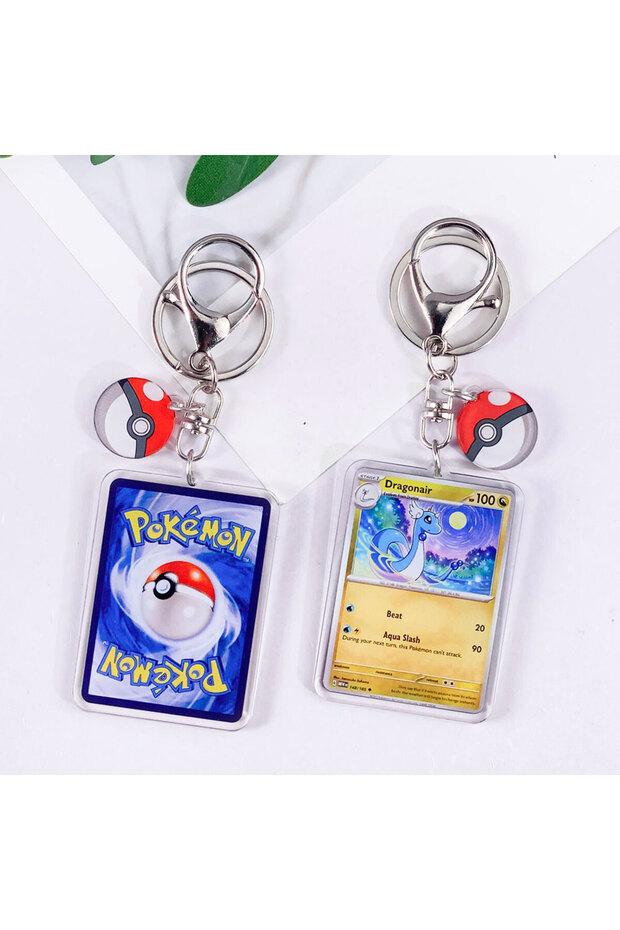 6 cm 35 Pokémon Card Cute Acrylic Car Keychain Accessories Pikachu Charizard Gengar EeveeBag Charm B