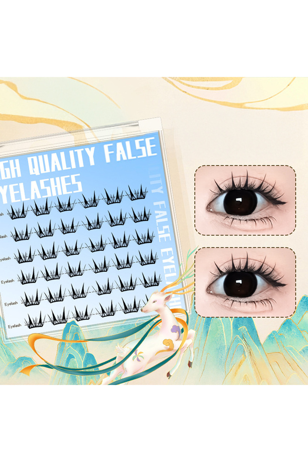 Style 1 Natural Cosplay False Eyelashes No Glue Need Eyelash Clusters False Eyelashes for Eye-Liftin