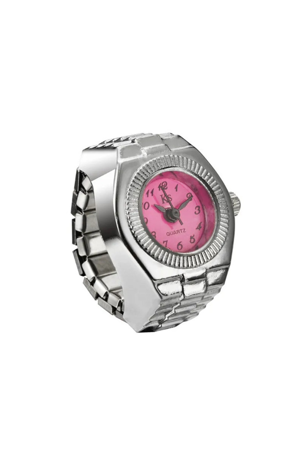 Style 08 Vintage Punk Finger Watch Mini Elastic Strap Alloy Watches Couple Rings Jewelry Clock Retro
