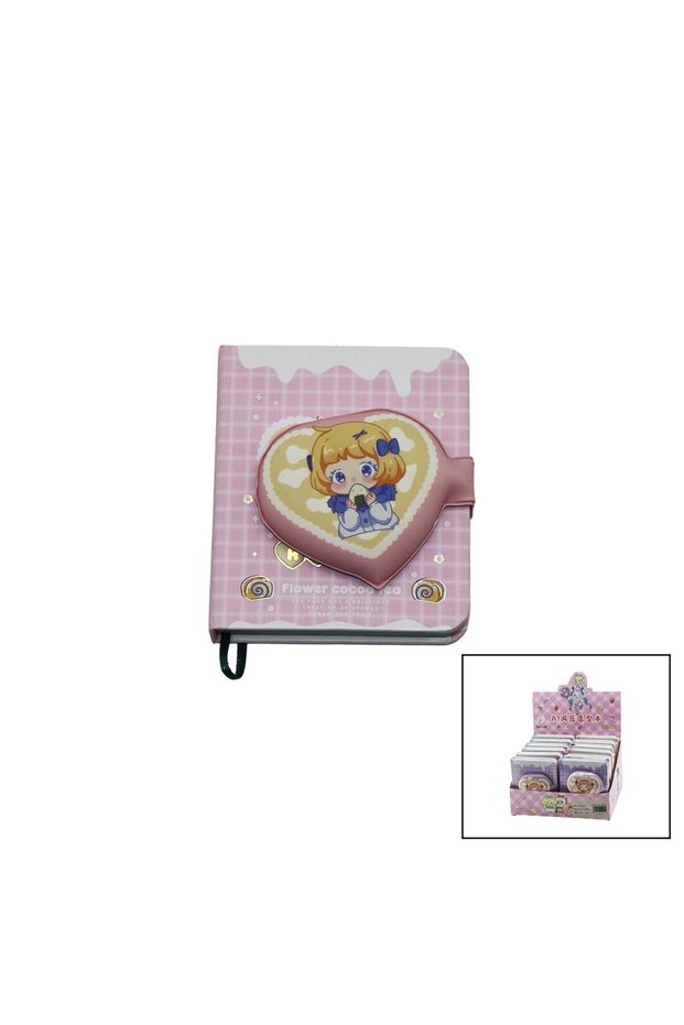 Mini Notepad with Character Figures - Heart Design Velcro Cover - Colorful Pages