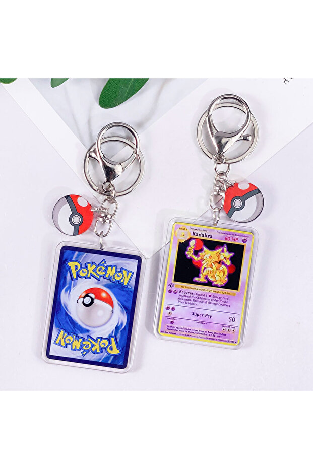 6 cm 23 Pokémon Card Cute Acrylic Car Keychain Accessories Pikachu Charizard Gengar EeveeBag Charm B