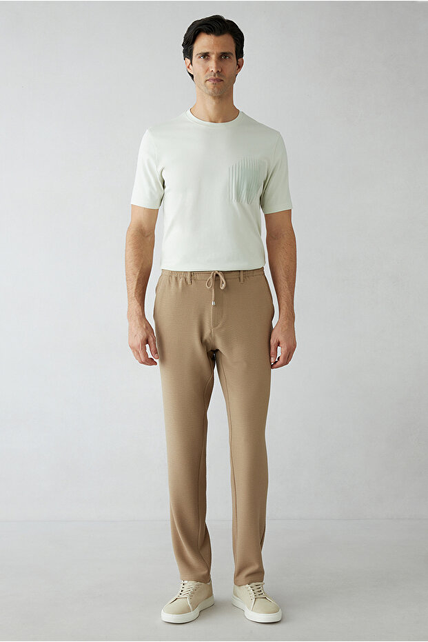 Regular Fit Standard Cut Jogger Pants with Elastic Waist, Drawstring, Stripes, and Side Pockets