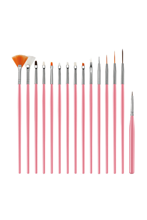 DUTRIEUX Pink 15/20Pcs Nail Art Brush Design Tip Painting Drawing Carving Dotting Pen FlatFan Liner