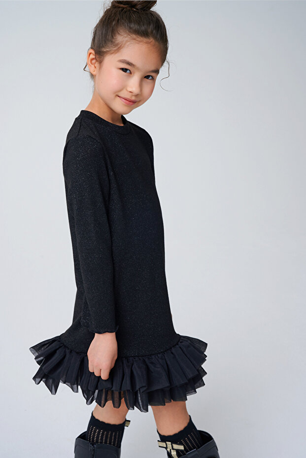 Organza Ruffle Skirt Knitted Comfortable Dress