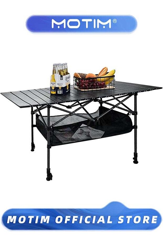 Folding Tables Camping Roll Up Aluminum Portable Square Table with Storage and Carrying Bag for Outdoor BBQ Picnic Backyard Home (95x55x50cm)