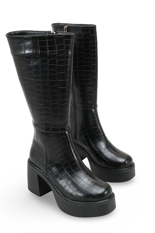 Aurora Rosa Women's Heeled Boots 0012303 Black Crocodile