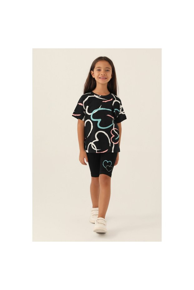 Girl's Black Bermuda Suit