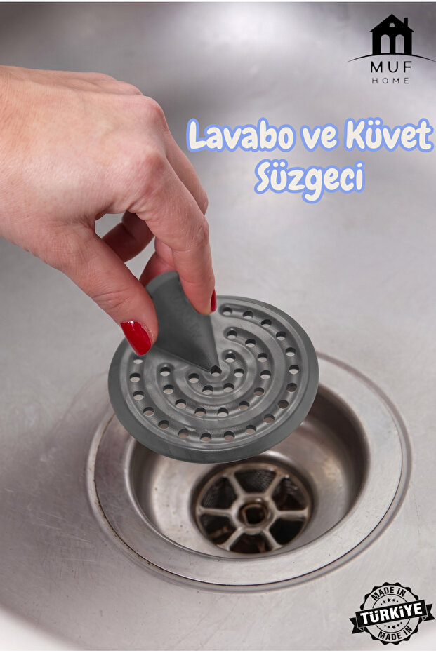 Anti-Clogging Practical Silicone Sink and Bathtub Strainer Hair Catcher Bathroom Drain Stopper Sink Plug (Gray)