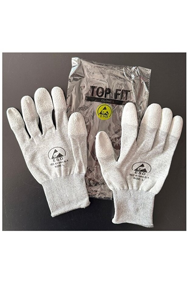 Anti-Static Esd Gloves Fingertip Pu Coated L Size