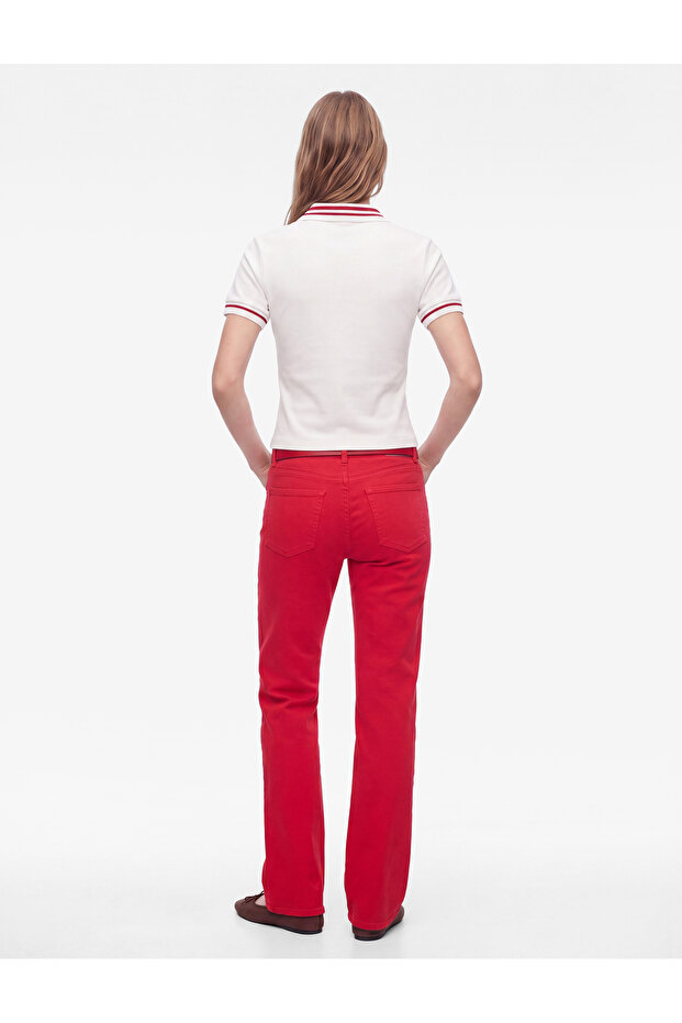 Buttoned Short Sleeve Polo Collar Striped T-Shirt